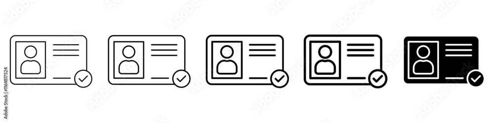 verified id icon Simple thin line logo set verified id icon Simple thin line logo set
