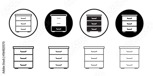 Bedside table icon Thin line vector illustration set