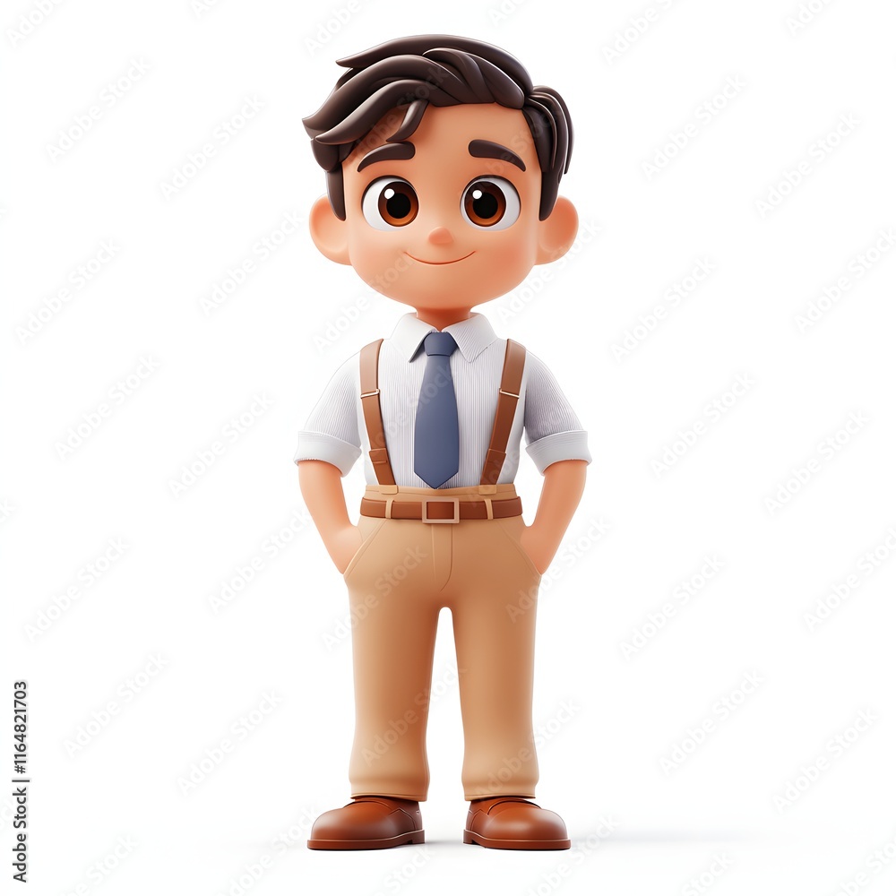 A charming 3D rendered image of a young boy dressed in business attire. He looks confident and happy. Adorable 3d character Actor A charming 3D rendered image of a young boy dressed in business attire. He looks confident and happy. Adorable 3d character Actor