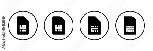 Sim card icon vector isolated on white background. Mobile slot icon. Mobile cellular phone sim card chip.