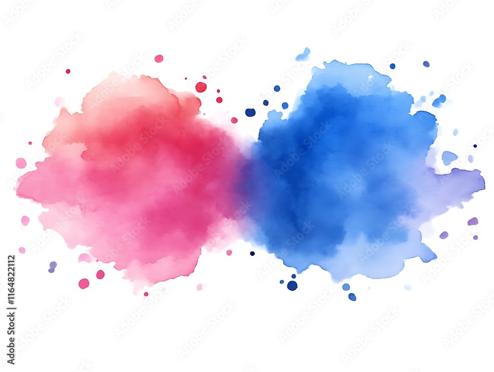Fototapeta premium Abstract Pink And Blue Watercolor Splashes Design