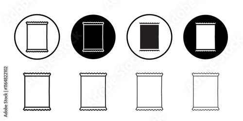 Chips bag icon Thin line vector illustration set