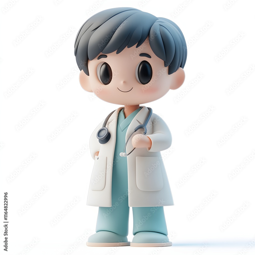 A charming 3D rendered image of a cute cartoon doctor. Perfect for healthcare themes. Adorable 3d character doctor A charming 3D rendered image of a cute cartoon doctor. Perfect for healthcare themes. Adorable 3d character doctor