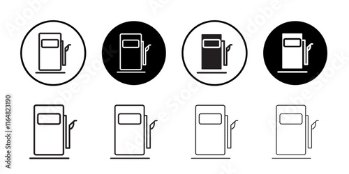 Gas station Icon Thin line vector illustration set