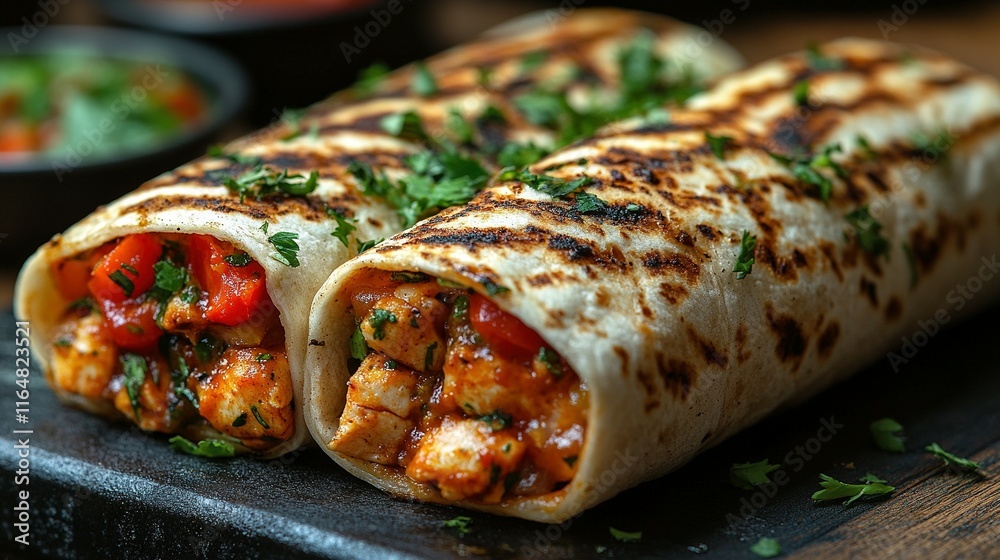 Grilled Chicken Burritos with Peppers and Cilantro Grilled Chicken Burritos with Peppers and Cilantro