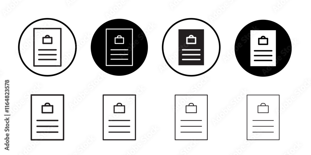 Job description icon Thin line vector illustration set Job description icon Thin line vector illustration set