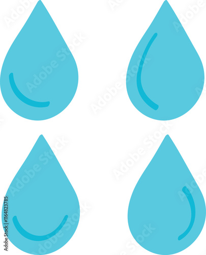 Set of Four Simple Water Drop Icons