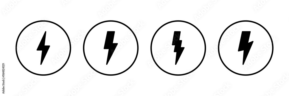 Lightning icon vector isolated on white background. Bolt icon vector. Energy and thunder electric icon Lightning icon vector isolated on white background. Bolt icon vector. Energy and thunder electric icon