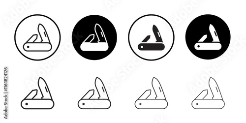 Pocket knife icon Thin line vector illustration set