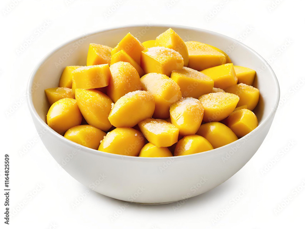 mango in a bowl isolated on white background mango in a bowl isolated on white background