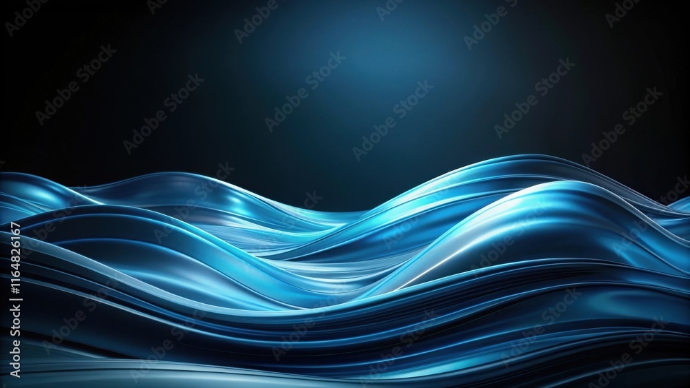 Obraz premium Abstract Blue Wave Design Elegant Swirling Curves and Smooth Fluid Forms