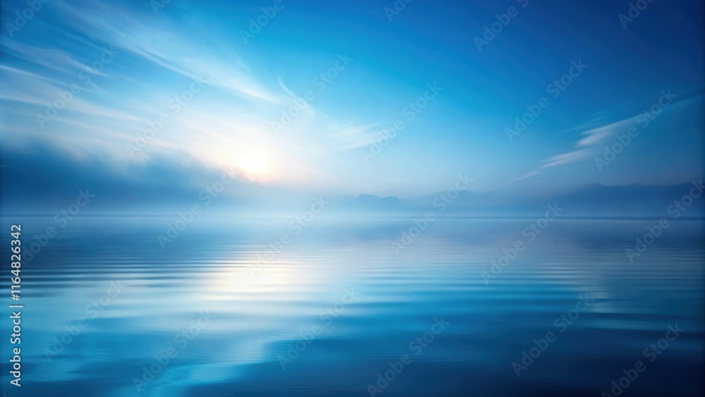 Obraz premium Serene Waterscape Misty Morning on a Calm Lake with Distant Mountains and a Peaceful Sunrise