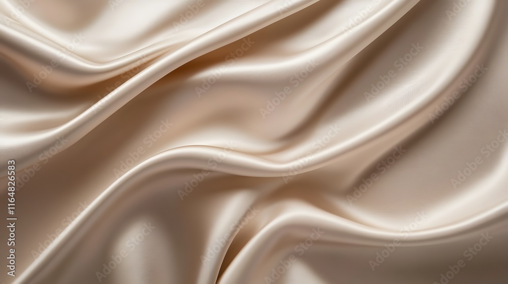 Fototapeta premium Elegant Draped Beige Silk Fabric Texture