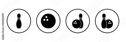 Bowling game Pin Icon vector isolated on white background. Bowling icon, ball and pin