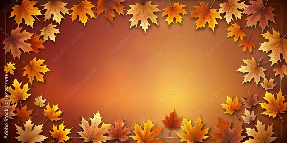 Autumnal Frame of Golden and Brown Maple Leaves with a Soft Gradient Background Autumnal Frame of Golden and Brown Maple Leaves with a Soft Gradient Background