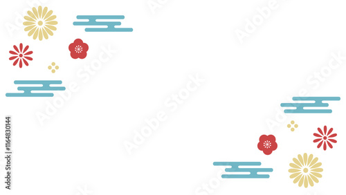 お正月に使える和柄のお花のシンプル綺麗な枠