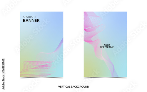 VERTICAL BACKGROUND 28 EDITABLE COLORFUL COVER DESIGN, WITH FLUID WIREFRAME ARTWORK FOR A LOT OF DESIGN NEEDS