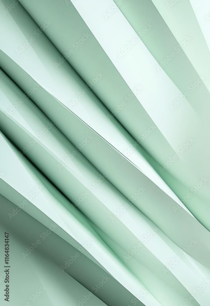 Obraz premium Powdered sage green and light silver abstract pattern background. Geometric shape. Line stripe angle facet triangle fold. Color gradient. Noise grain. Business, tech. Design. Minimal.