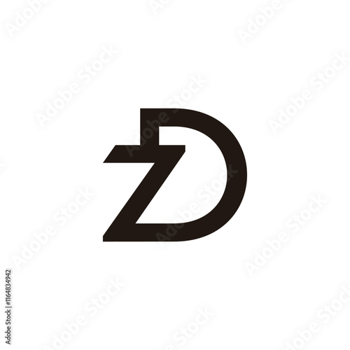 letters dz simple linked geometric line logo vector