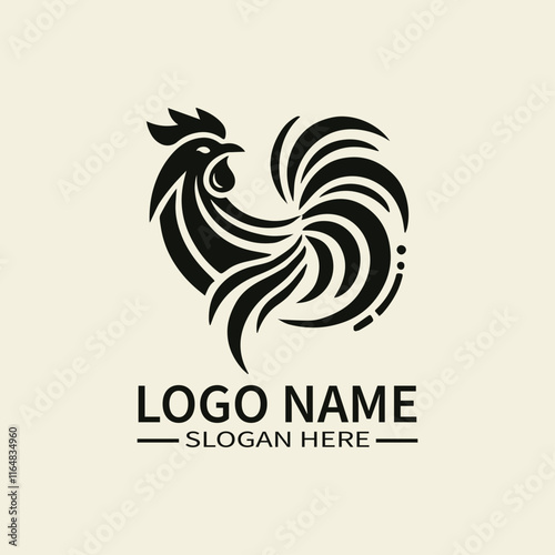 Chinese Rooster Zodiac Logo Design, Mythical Rooster Logo, Oriental Rooster Logo, Diligence and Courage Logo, Festival 