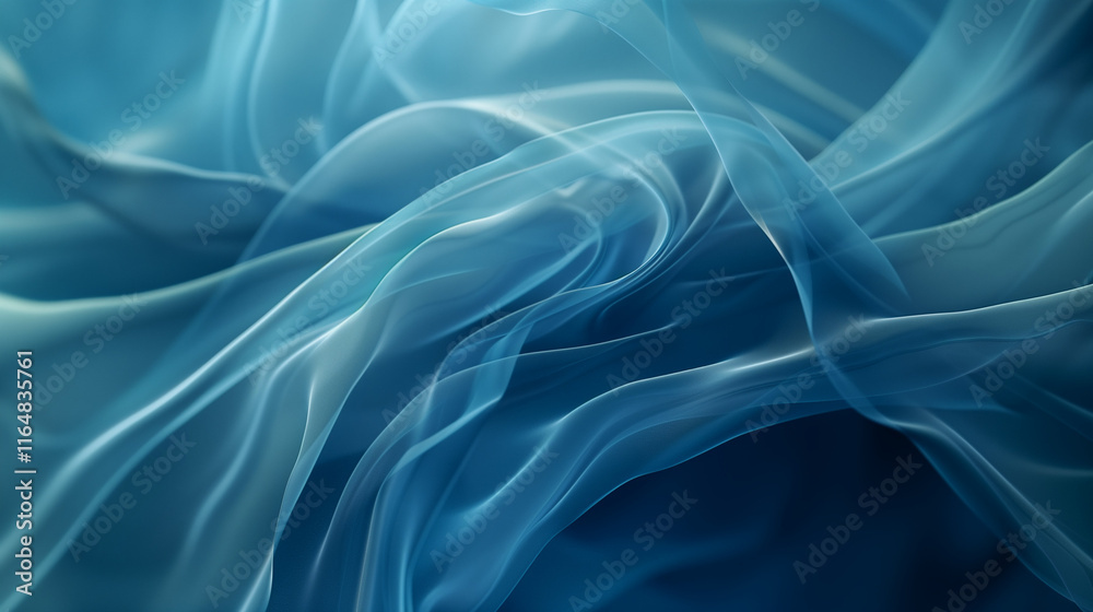 Fototapeta premium Abstract Blue Waves Illustration with Flowing Silk-Like Patterns for Creative Design Projects and Backgrounds