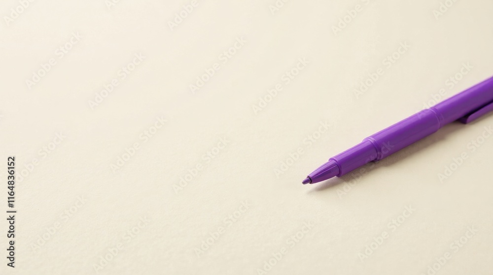 A Lavender Fine-Tip Pen Resting on a Neutral Surface, Ready for Note-Taking or Artistic Endeavors A Lavender Fine-Tip Pen Resting on a Neutral Surface, Ready for Note-Taking or Artistic Endeavors