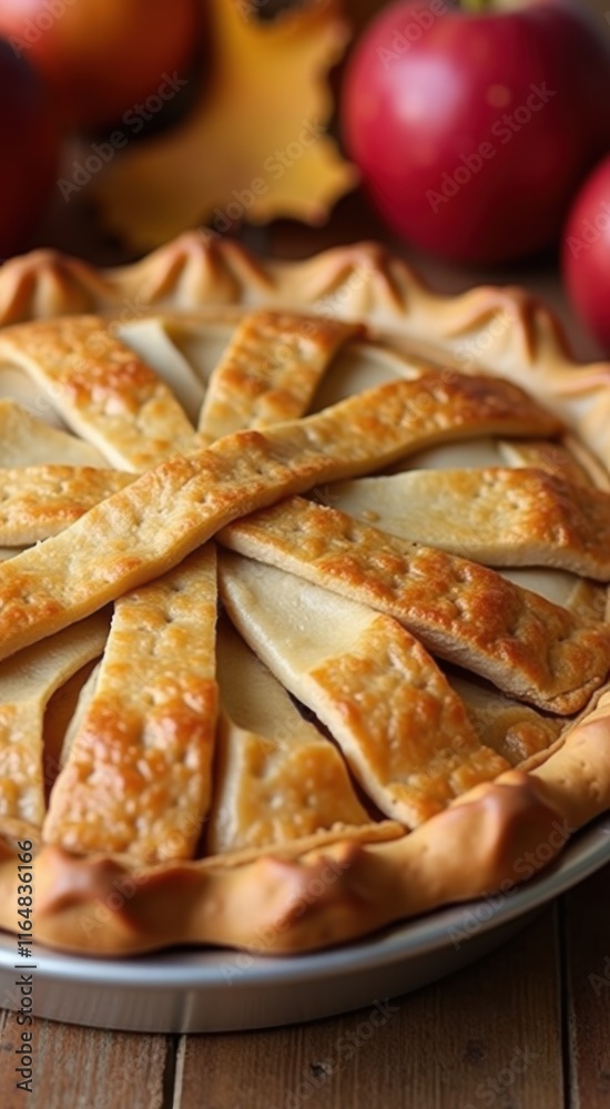 Pie with apples on the table with a few other apples Pie with apples on the table with a few other apples