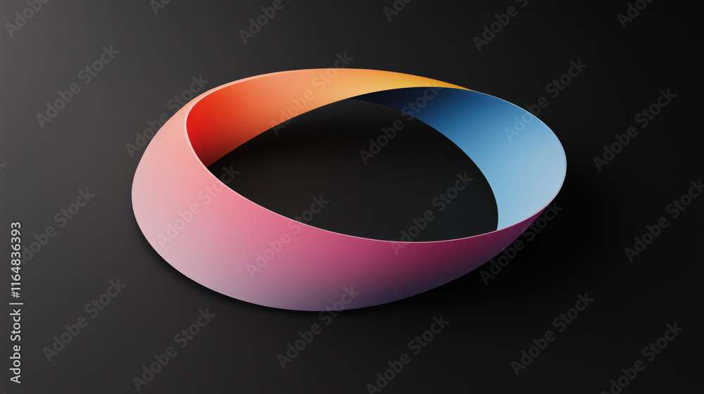 Gradient Möbius strip with pink, blue, and orange hues, set against a black background for a striking visual. Gradient Möbius strip with pink, blue, and orange hues, set against a black background for a striking visual.