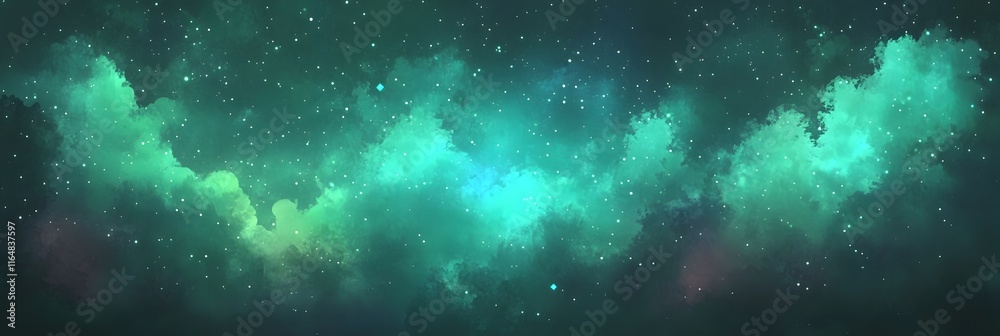 Obraz premium Explore Deep Space Nebulae, Vivid Green Hues