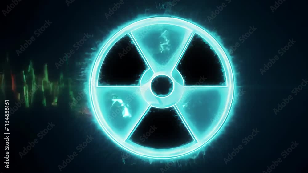 Glowing Radioactive Symbol with Energy Waves Glowing Radioactive Symbol with Energy Waves
