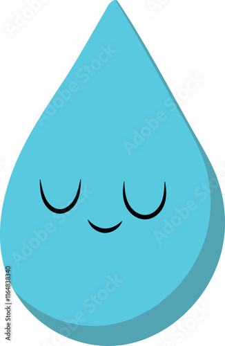 Calm Peaceful Water Drop Cartoon Illustration