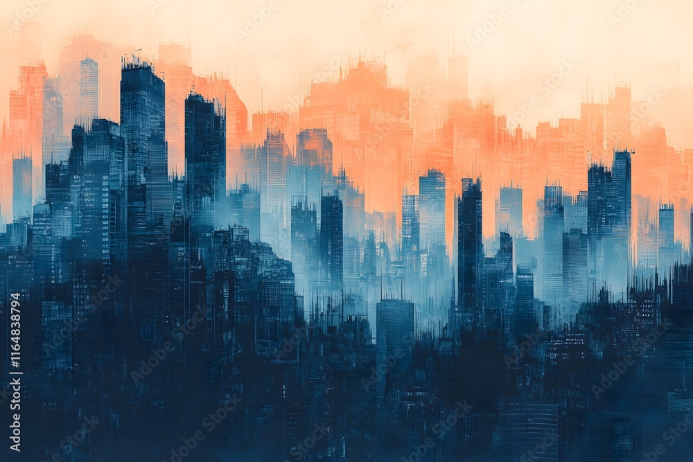 Cityscape Skyline: Urban Structures at Dawn Cityscape Skyline: Urban Structures at Dawn