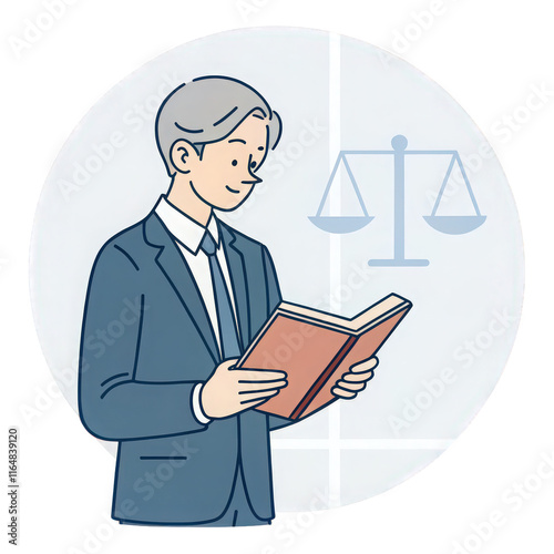 Lawyer with Law Book Icon - Black & Silver
