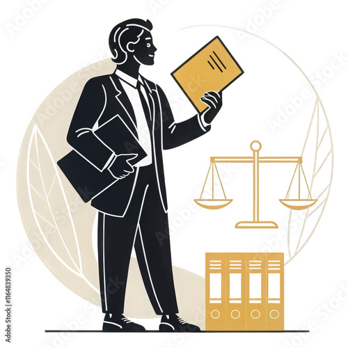 Lawyer Presenting Case Icon - Black & Gold