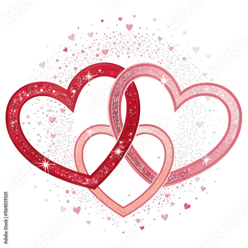 Intertwined Hearts with Glitter Icon - Red & Pink