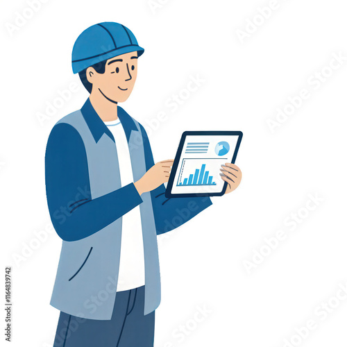 Data Analyst with Charts Icon - Blue & Gray