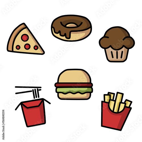 a set of fast-food icons vector icon, food illustration photo