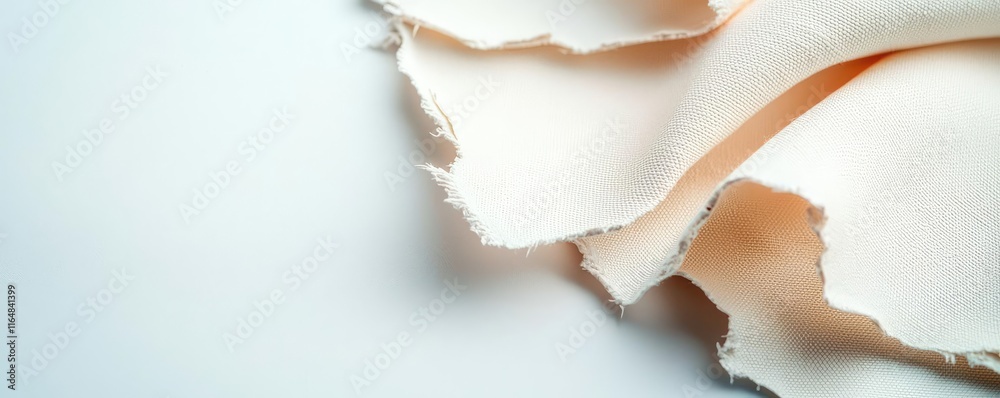 Torn abstract background idea. Soft textured fabric sample on a light background, ideal for textile design. Torn abstract background idea. Soft textured fabric sample on a light background, ideal for textile design.