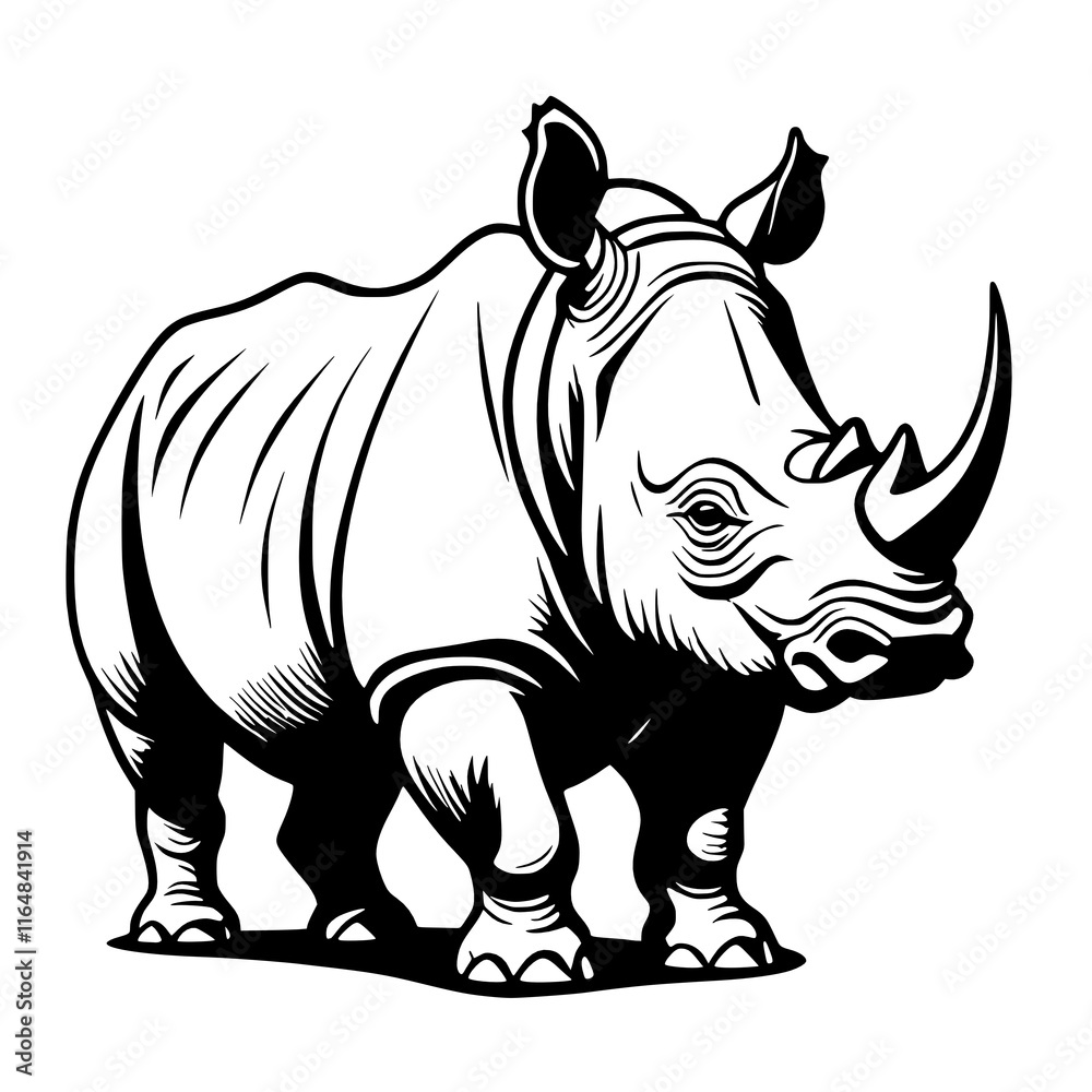 Fototapeta premium hand draw sketch of rhino