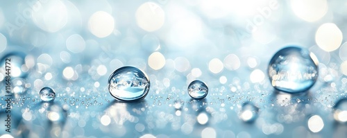 Wallpaper Mural Droplets abstract background concept. Close-up of water droplets reflecting light on a smooth surface, creating a serene atmosphere. Torontodigital.ca