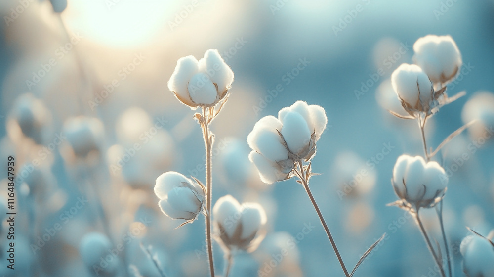 Fototapeta premium A cotton paper landscape with deckled edges, featuring a misty forest scene with soft light filtering through the trees.