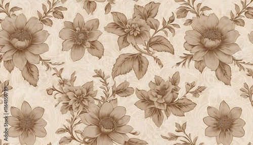 Wallpaper Mural Elegant Brown Floral Pattern Textile Design Torontodigital.ca