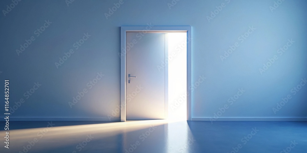 A slightly ajar door reveals a bright light, symbolizing new beginnings and opportunities A slightly ajar door reveals a bright light, symbolizing new beginnings and opportunities