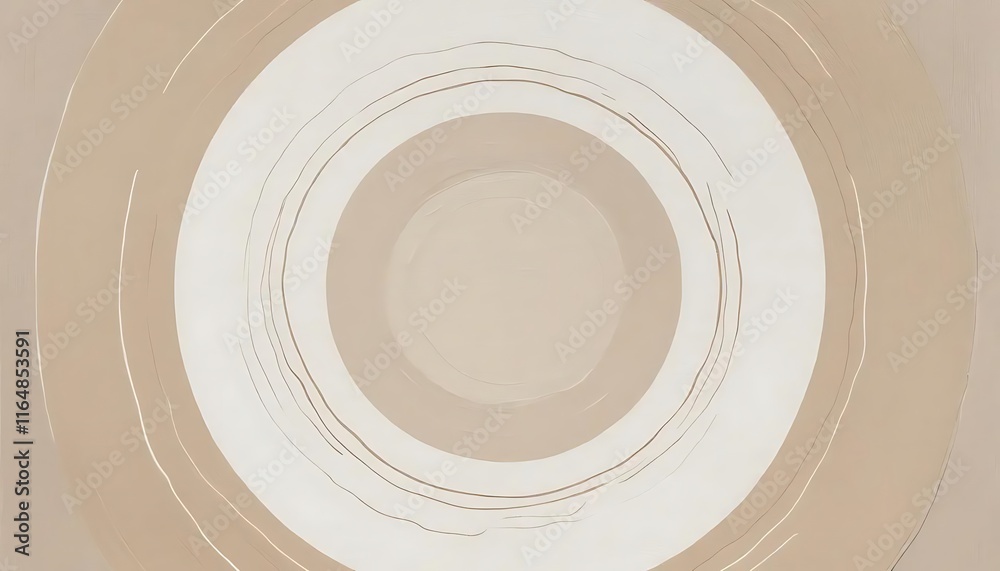 Fototapeta premium Abstract concentric circles in beige and off white tones