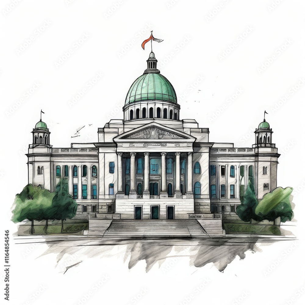 Obraz premium the AI Image Generator, Historic Government Building with Domed Roof