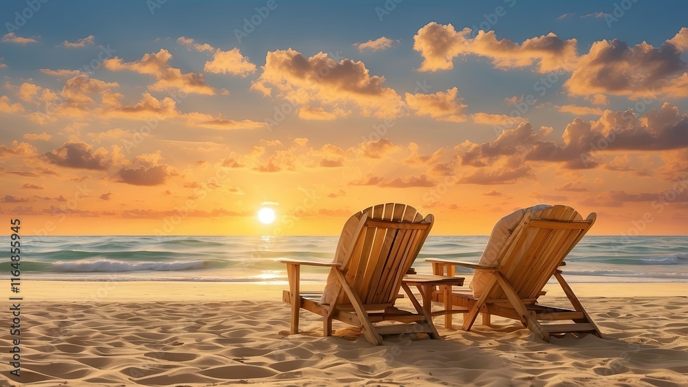 Golden Hour Skies and Sunset Beach Chairs Golden Hour Skies and Sunset Beach Chairs