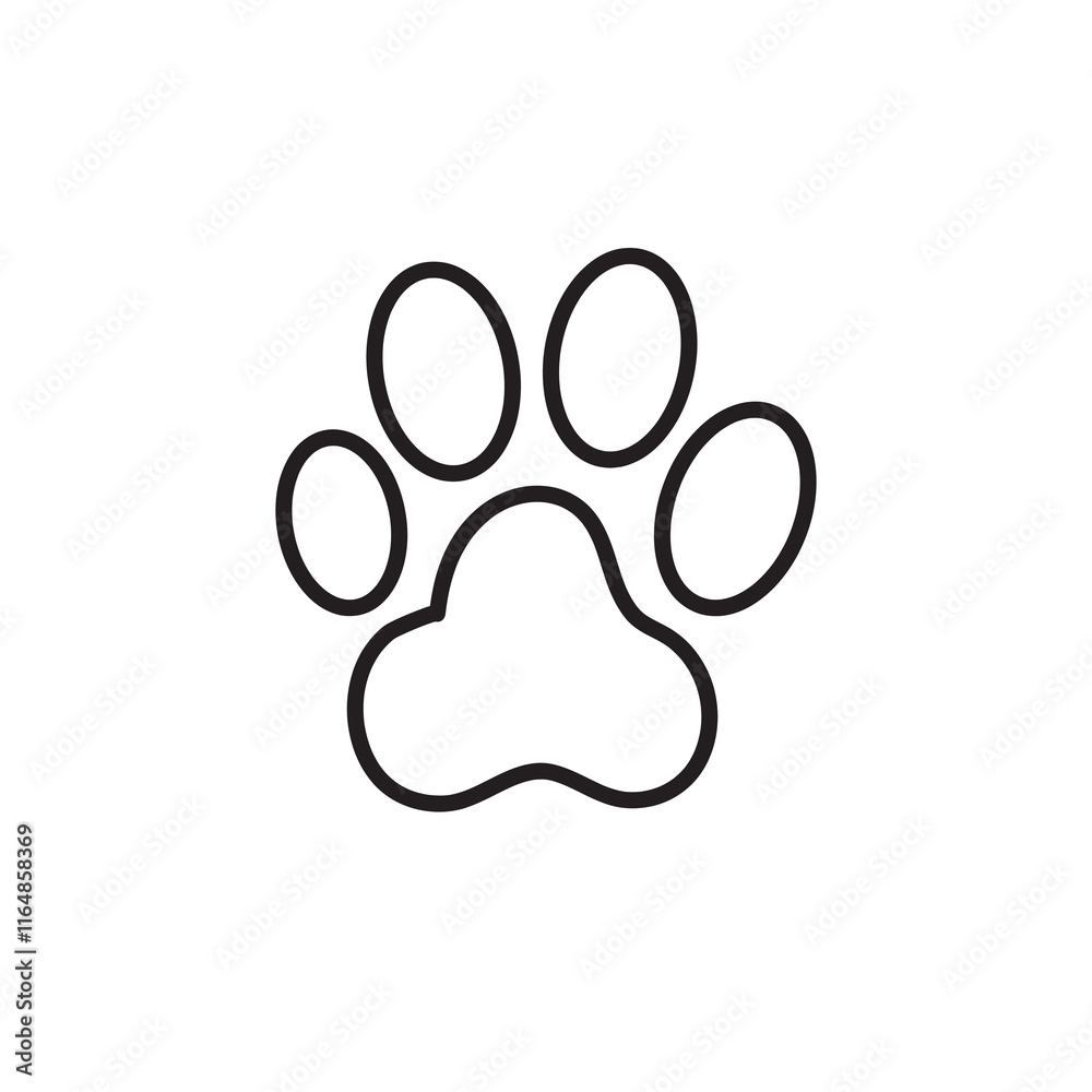 Black Paw print icon, Dog or cat paw print linear illustration for web and app..eps Black Paw print icon, Dog or cat paw print linear illustration for web and app..eps