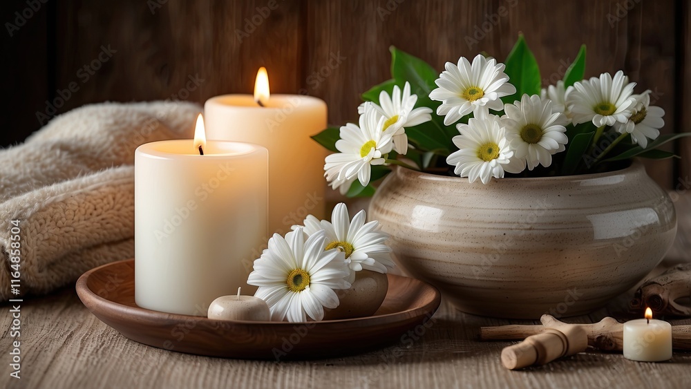 For a comfortable, peaceful spa experience, a warm candlelight setting with white flowers and rustic crockery is perfect. For a comfortable, peaceful spa experience, a warm candlelight setting with white flowers and rustic crockery is perfect.