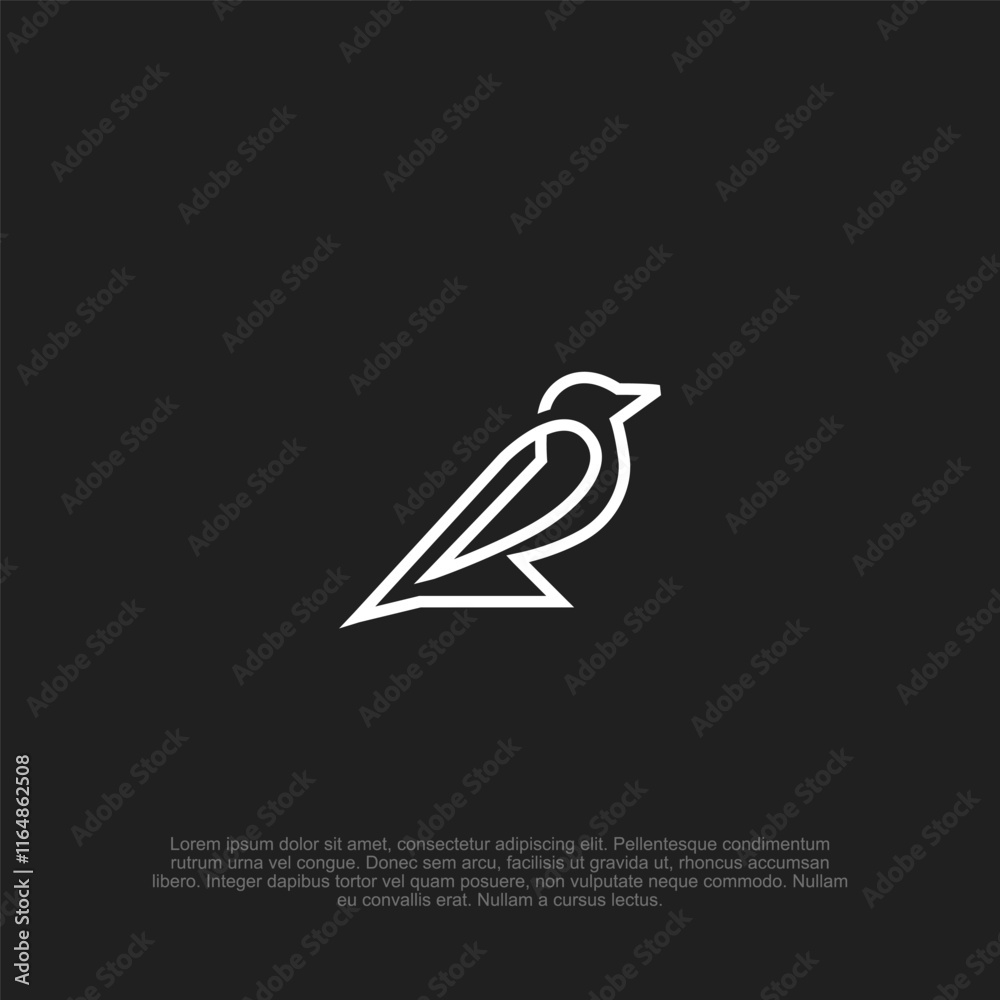 Obraz premium Elegant and airy outline bird logo, capturing freedom and simplicity for a sophisticated brand identity