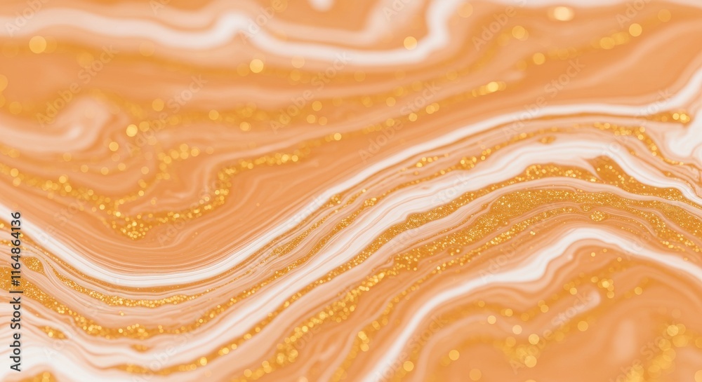 Obraz premium Abstract golden marble pattern with glittering swirls and waves